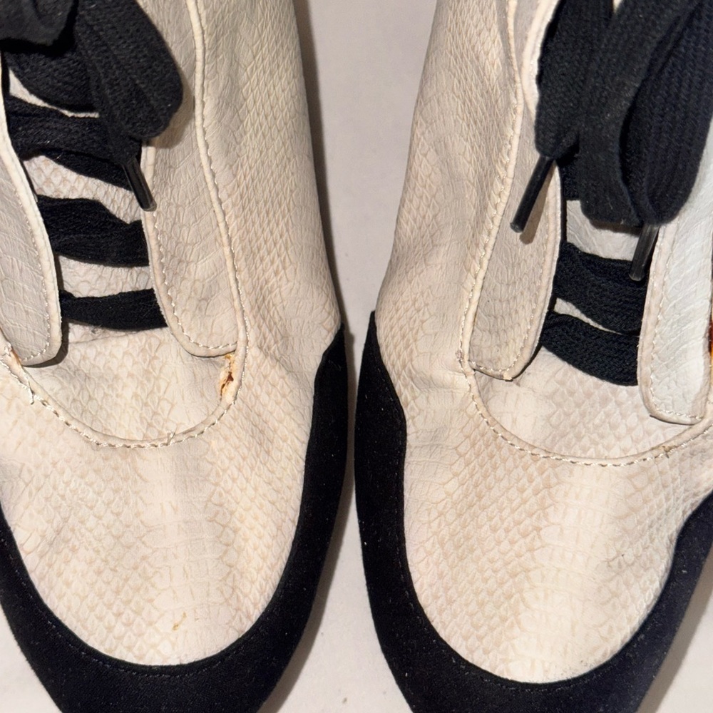 Beau & Ashe- Black and White Lace-Up Athletic Booties
